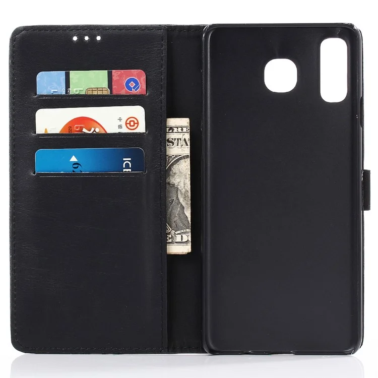 Crazy Horse Texture Retro Style Leather Wallet Case for Samsung Galaxy A8 Star / A9 Star (China) - Black