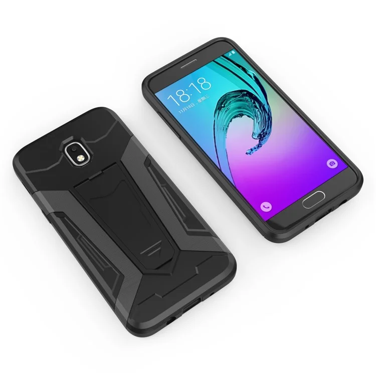 Armor PC + TPU Hybrid Case with Kickstand for Samsung Galaxy J3 (2018) J337 / J3 Star - Black