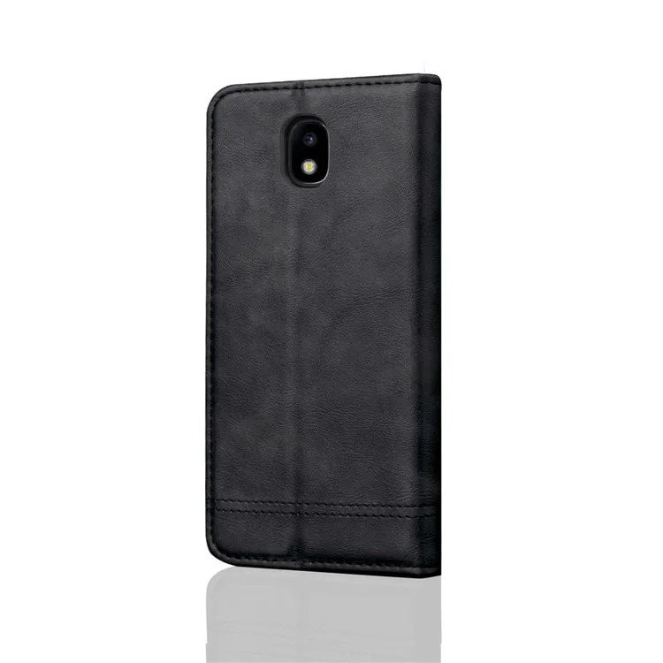 Retro Style Auto-absorbed Crazy Horse Leather Cover for Samsung Galaxy J3 (2018) J337 / J3 Star - Black