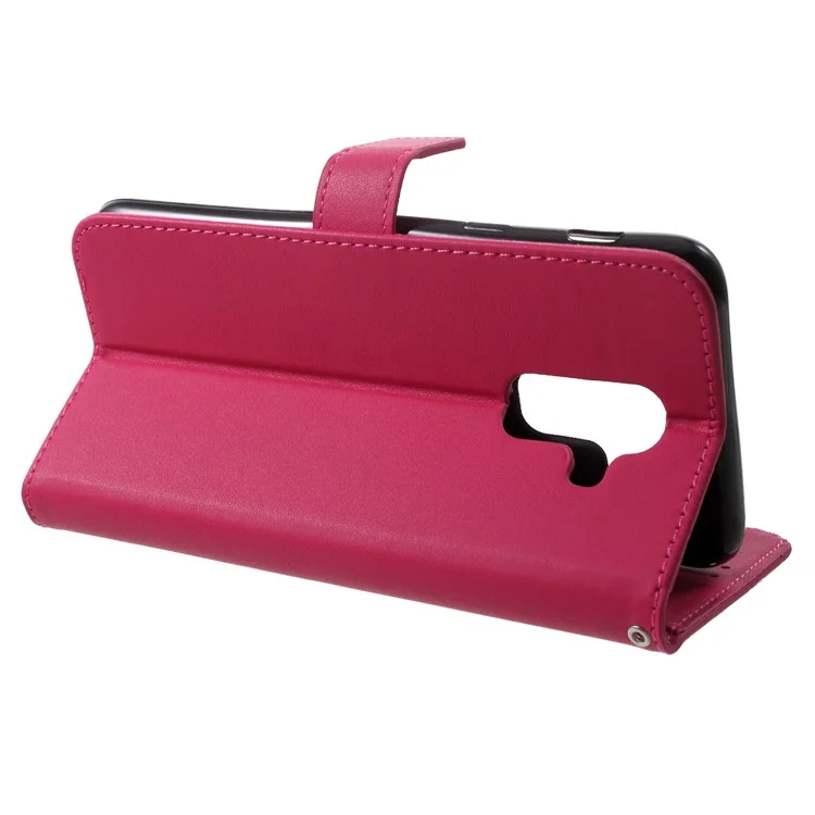 Wallet Magnetic Leather Protection Cover for Samsung Galaxy A6 Plus (2018) / A9 Star Lite with Strap - Rose