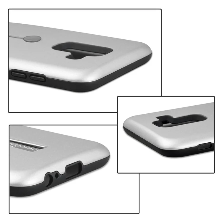 TPU + PC Hybrid Finger Grip Kickstand Case for Samsung Galaxy A6 Plus (2018) / A9 Star Lite - Silver