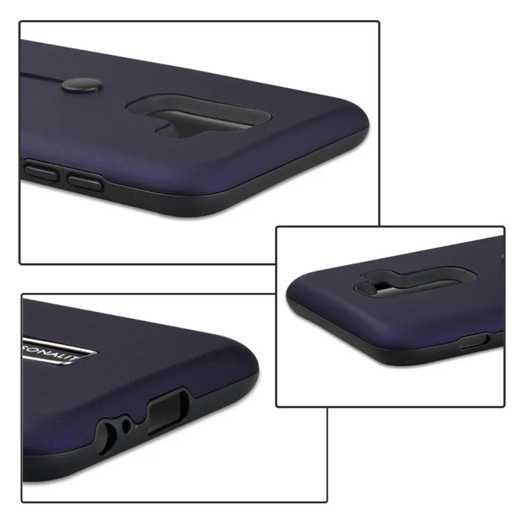 TPU + PC Hybrid Finger Grip Kickstand Mobile Casing for Samsung Galaxy A6 Plus (2018) / A9 Star Lite - Blue
