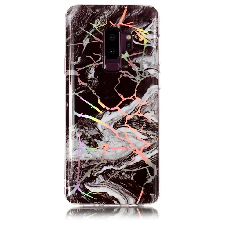 IMD Marble Pattern Plated TPU Back Case for Samsung Galaxy S9+ SM-G965 - Black / White