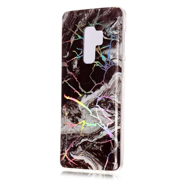 IMD Marble Pattern Plated TPU Back Case for Samsung Galaxy S9+ SM-G965 - Black / White