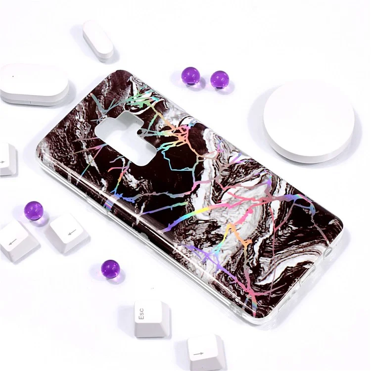 IMD Marble Pattern Plated TPU Back Case for Samsung Galaxy S9+ SM-G965 - Black / White