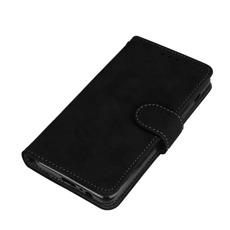 Matte Surface PU Leather Protection Mobile Phone Cover for Samsung Galaxy A8 (2018) - Black