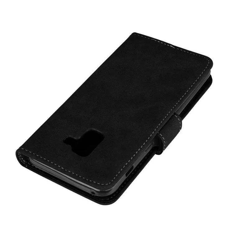 Matte Surface PU Leather Protection Mobile Phone Cover for Samsung Galaxy A8 (2018) - Black