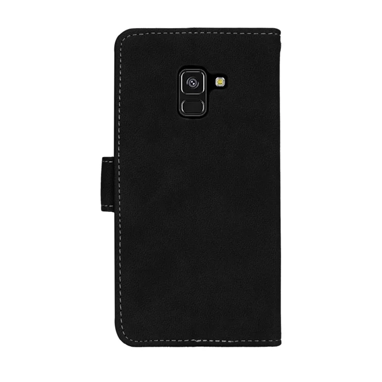 Matte Surface PU Leather Protection Mobile Phone Cover for Samsung Galaxy A8 (2018) - Black