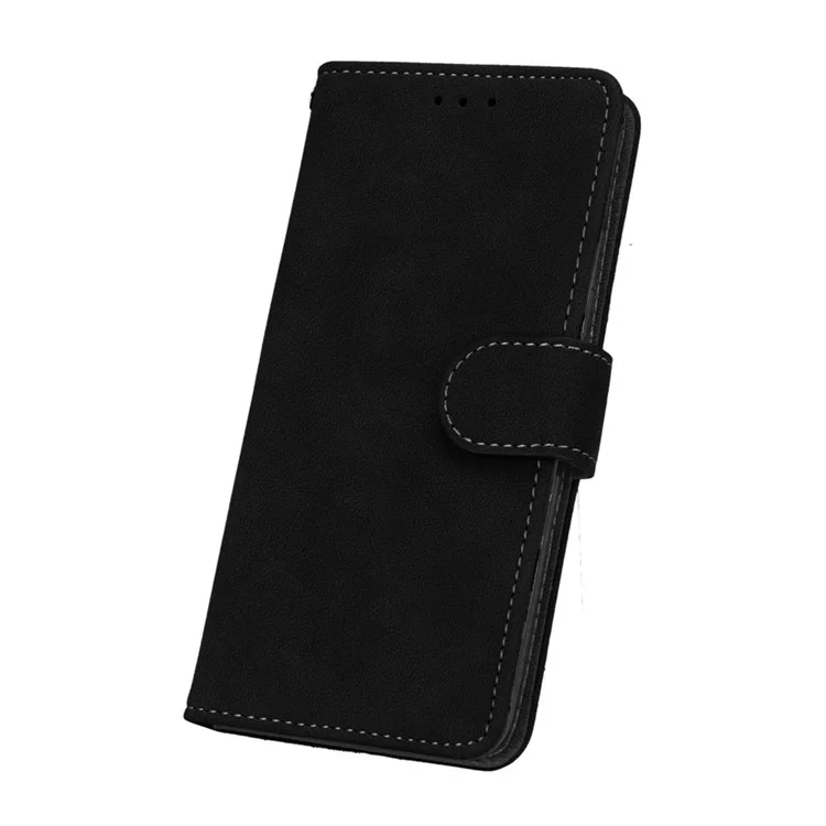 Matte Surface PU Leather Protection Mobile Phone Cover for Samsung Galaxy A8 (2018) - Black