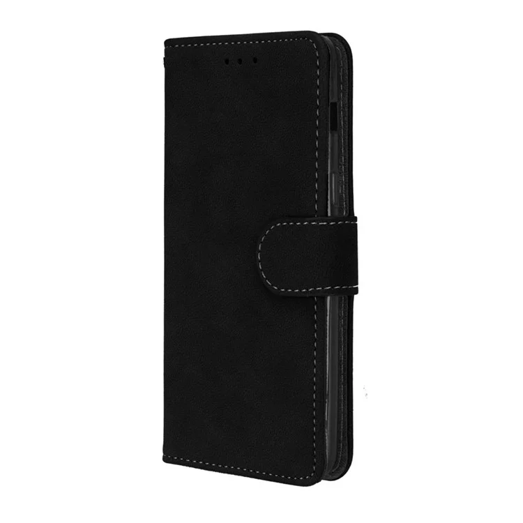 Matte Surface PU Leather Protection Mobile Phone Cover for Samsung Galaxy A8 (2018) - Black