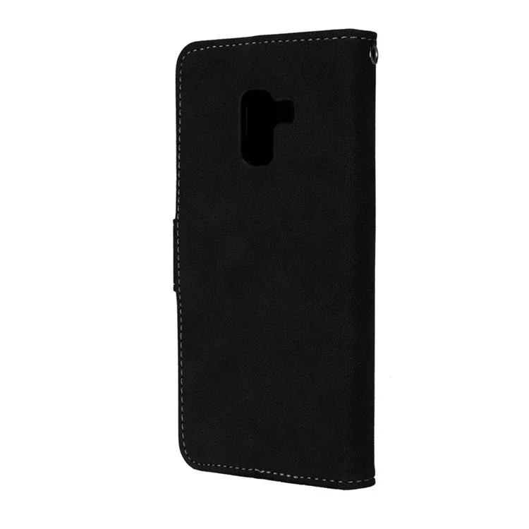 Matte Surface PU Leather Protection Mobile Phone Cover for Samsung Galaxy A8 (2018) - Black