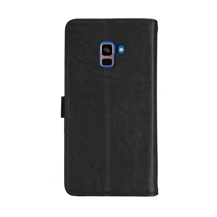 9 Card Slots Leather Wallet Stand Case for Samsung Galaxy A8+ (2018) - Black