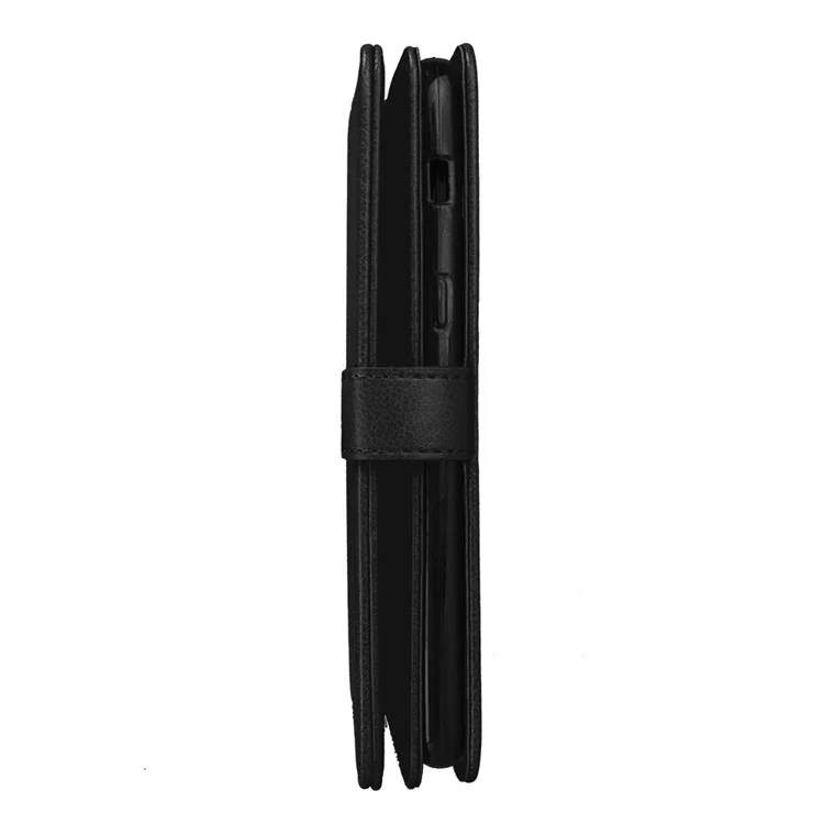 9 Card Slots Leather Wallet Stand Case for Samsung Galaxy A8+ (2018) - Black