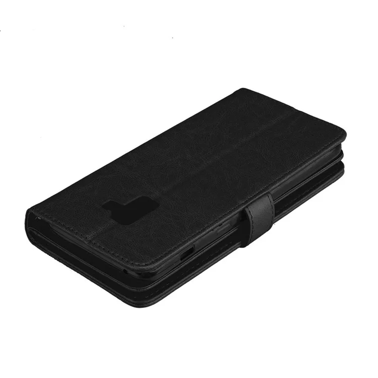 9 Card Slots Leather Wallet Stand Case for Samsung Galaxy A8+ (2018) - Black