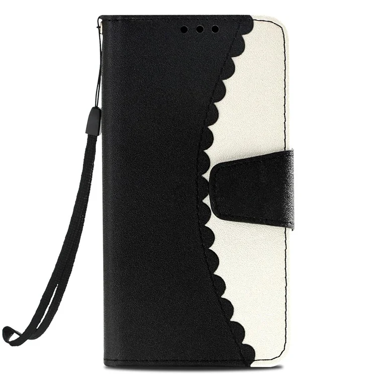 Bi-color Splicing Leather Wallet Stand Cell Phone Cover for Samsung Galaxy S8 Plus SM-G955A - Black / White