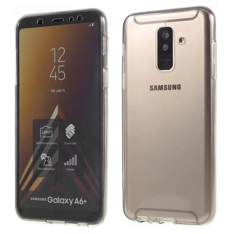 Two Pieces Front + Back TPU Case for Samsung Galaxy A6 Plus (2018) / A9 Star Lite - Grey