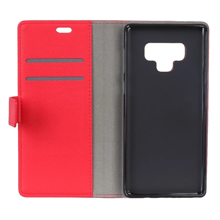 Wallet Stand Magnetic Flip Leather Phone Shell for Samsung Galaxy Note 9 - Red