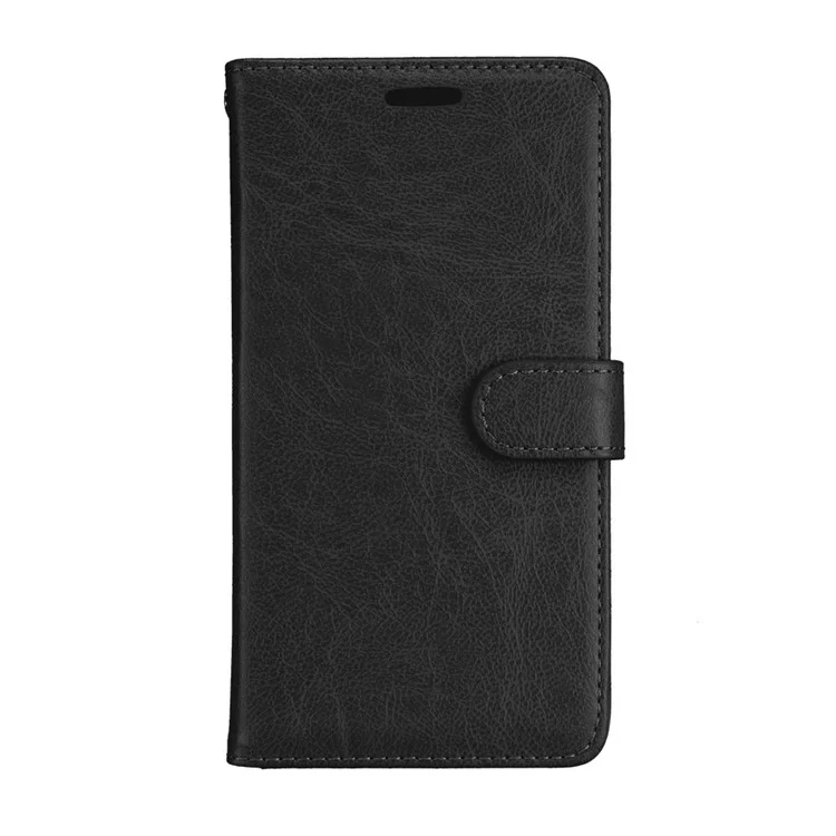 Solid Color PU Leather Wallet Cell Phone Cover for Samsung Galaxy A8 (2018) - Black