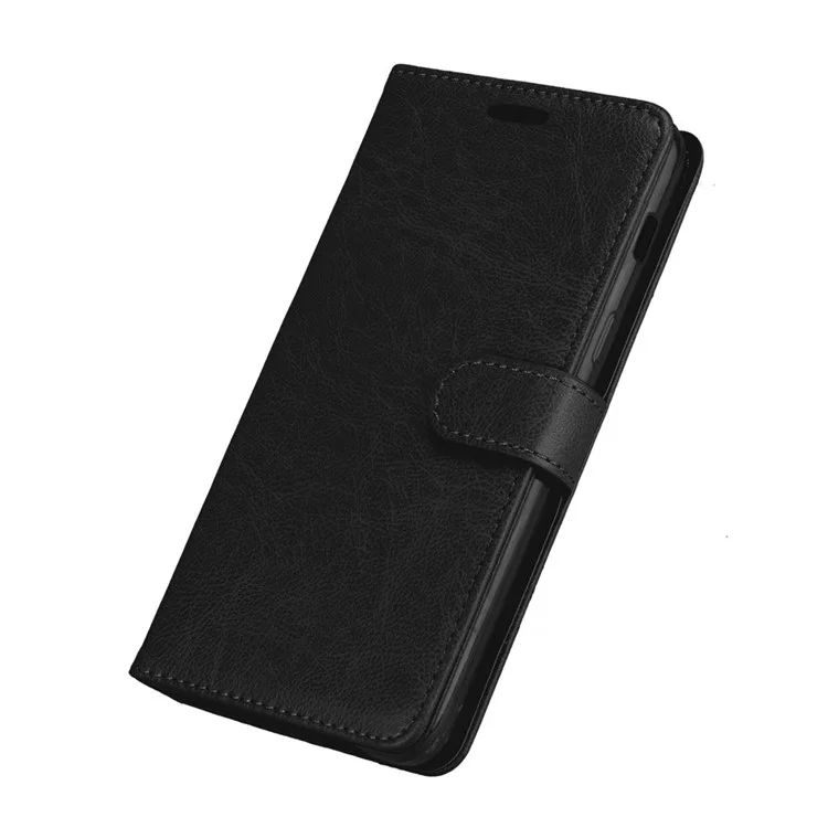 Solid Color PU Leather Wallet Cell Phone Cover for Samsung Galaxy A8 (2018) - Black