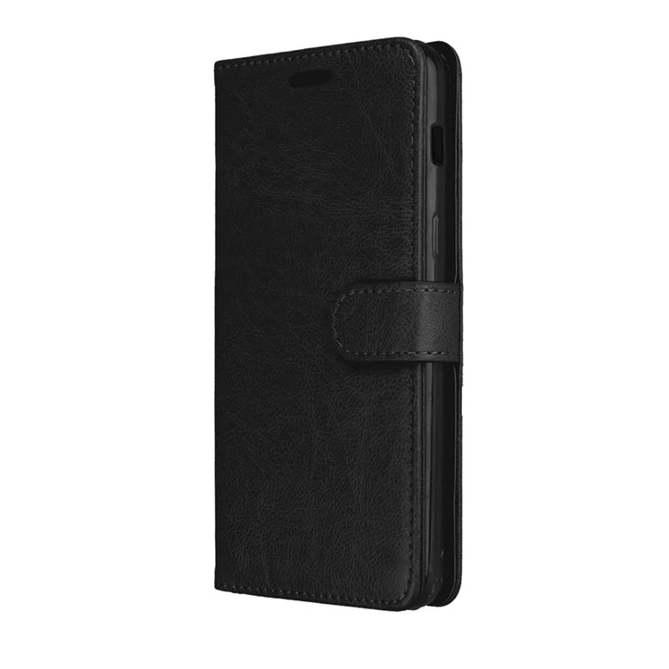 Solid Color PU Leather Wallet Cell Phone Cover for Samsung Galaxy A8 (2018) - Black