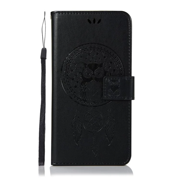 Imprinted Dream Catcher Owl Pattern PU Leather Case for Samsung Galaxy A6+ (2018) / A9 Star Lite - Black