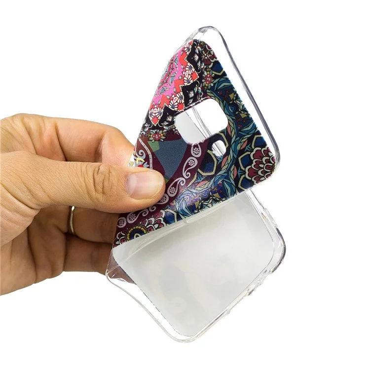 Pattern Printing TPU Case for Samsung Galaxy A6 (2018) - Flower and Elephant