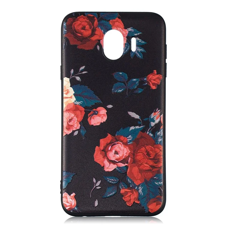 Embossment Patterned TPU Protection Cell Phone Case for Samsung Galaxy J4 (2018) - Peony