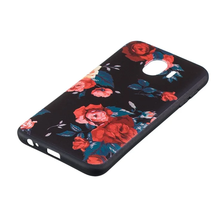 Embossment Patterned TPU Protection Cell Phone Case for Samsung Galaxy J4 (2018) - Peony