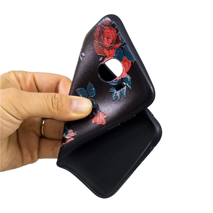 Embossment Patterned TPU Protection Cell Phone Case for Samsung Galaxy J4 (2018) - Peony