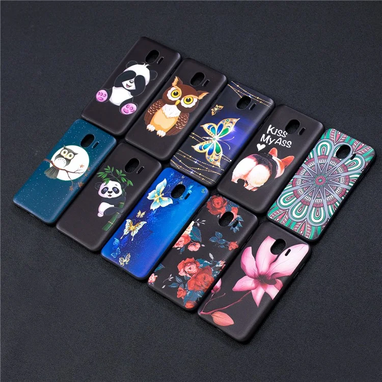 Embossment Patterned TPU Protection Cell Phone Case for Samsung Galaxy J4 (2018) - Peony