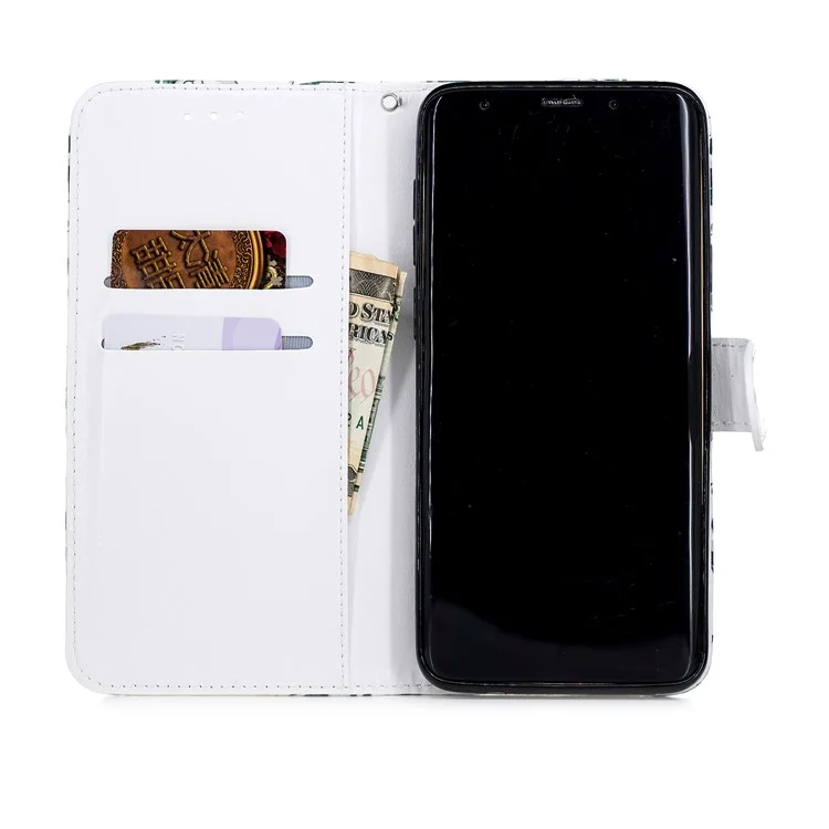 Embossed Pattern Wallet Leather Cover with Stand for Samsung Galaxy S9+ SM-G965 - Penguins