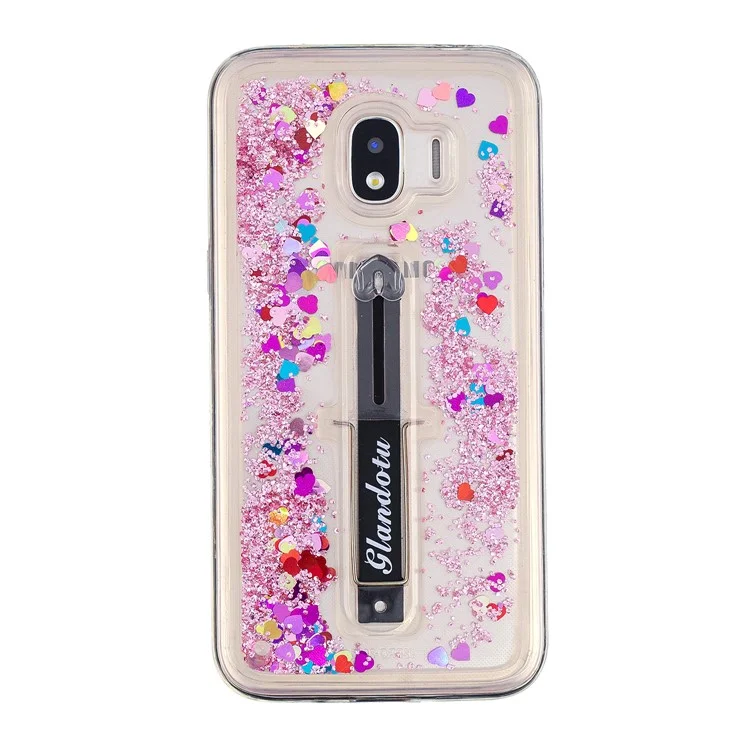 Quicksand TPU + PC Hybrid Finger Grip Kickstand Case for Samsung Galaxy J4 (2018) - Rose
