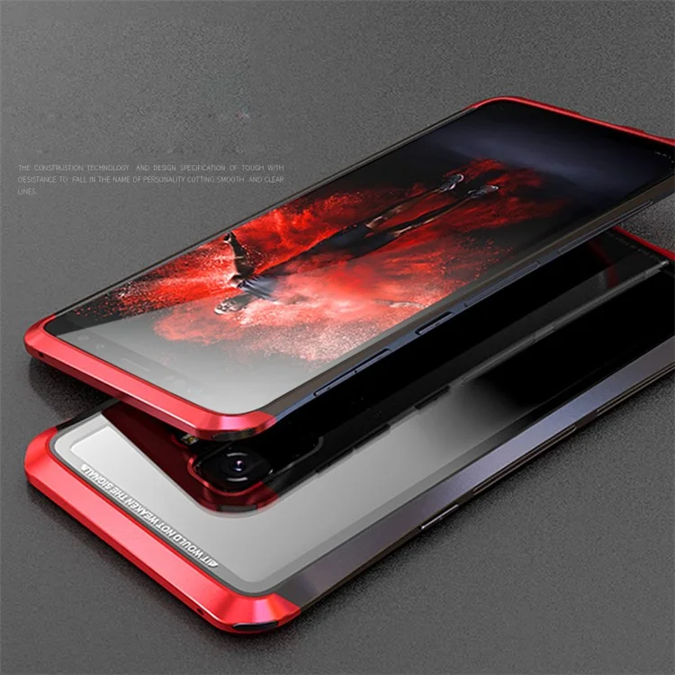 LUPHIE Drop-proof Tempered Glass + PC + Metal Hybrid Phone Cover for Samsung Galaxy S9 G960 - Red