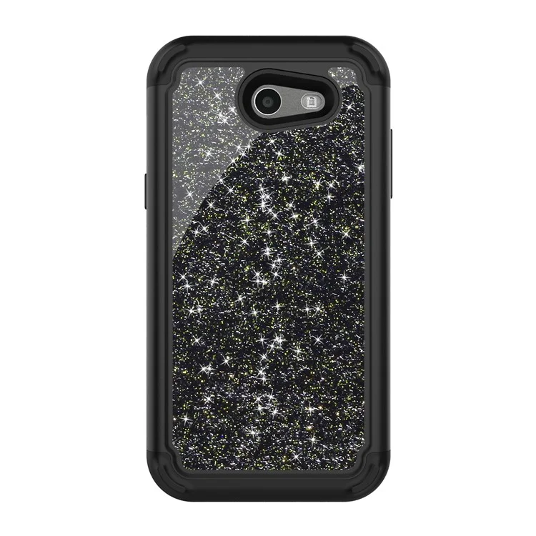 Glitter Powder Shockproof TPU PC Hybrid Case for Samsung Galaxy J3 (2017) US Version - Black