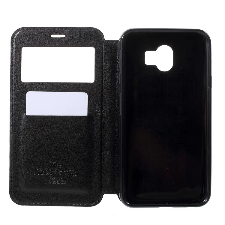 ROAR KOREA View Window Noble Leather Flip Stand Case for Samsung Galaxy J4 (2018) - Black