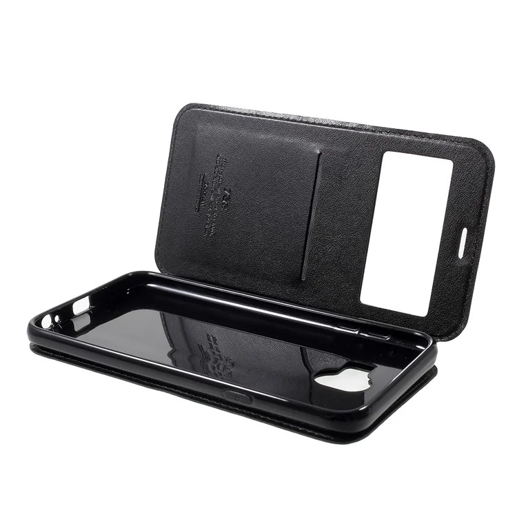 ROAR KOREA View Window Noble Leather Flip Stand Case for Samsung Galaxy J4 (2018) - Black