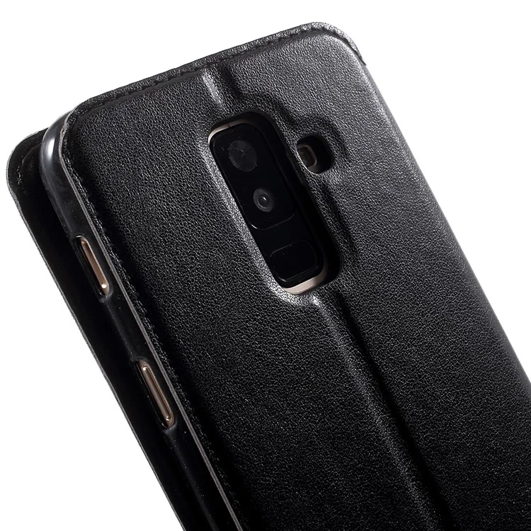 ROAR KOREA View Window Noble Leather Cell Phone Cover for Samsung Galaxy A6 Plus (2018) / A9 Star Lite - Black