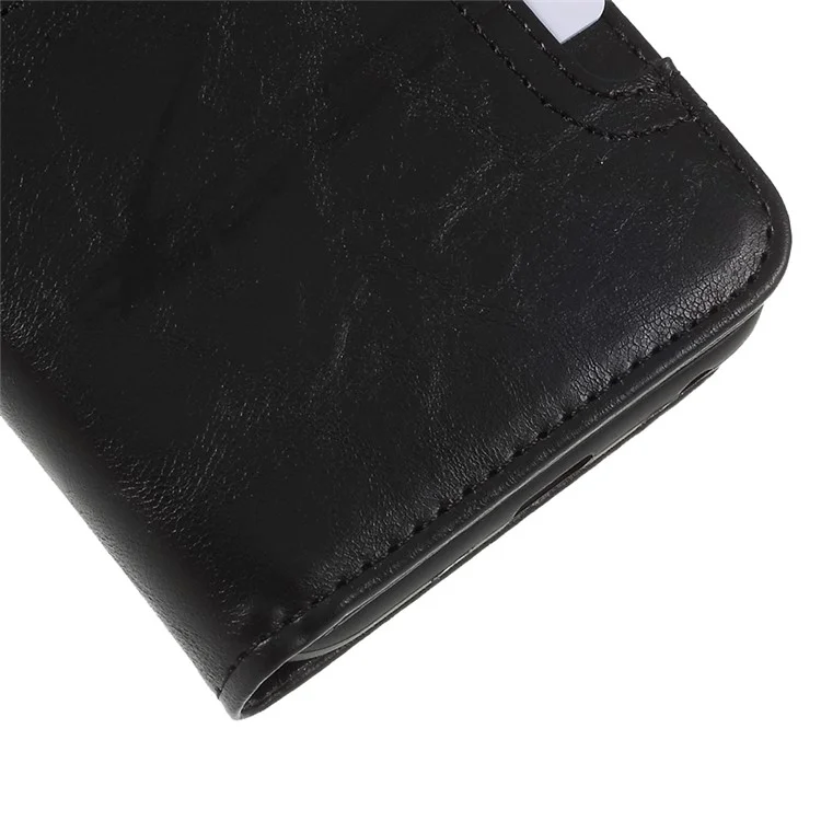 Premium Crazy Horse PU Leather Cover + Detachable Leather Coated TPU Back Casing for Samsung Galaxy J4 (2018) - Black