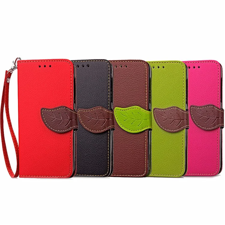 Leaf Shape Magnetic Flap Leather Wallet Casing for Samsung Galaxy Note 9 - Black