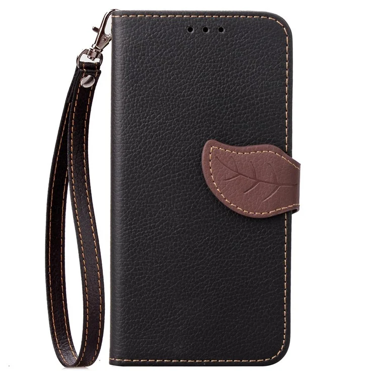 Leaf Shape Magnetic Flap Leather Wallet Casing for Samsung Galaxy Note 9 - Black