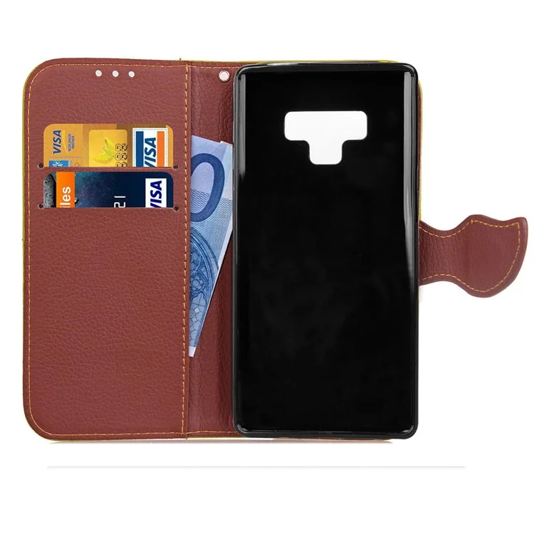 Leaf Shape Magnetic Flap Leather Wallet Casing for Samsung Galaxy Note 9 - Black