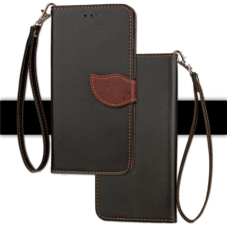 Leaf Shape Magnetic Flap Leather Wallet Casing for Samsung Galaxy Note 9 - Black