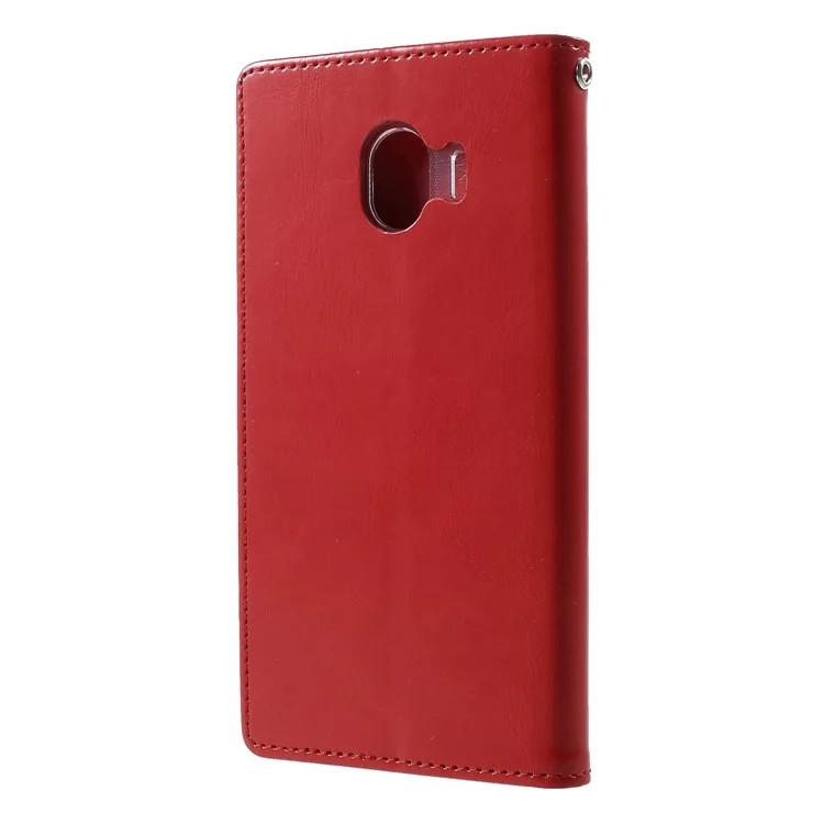 MERCURY GOOSPERY Blue Moon Flip Wallet Leather Stand Casing for Samsung Galaxy J4 (2018) - Red