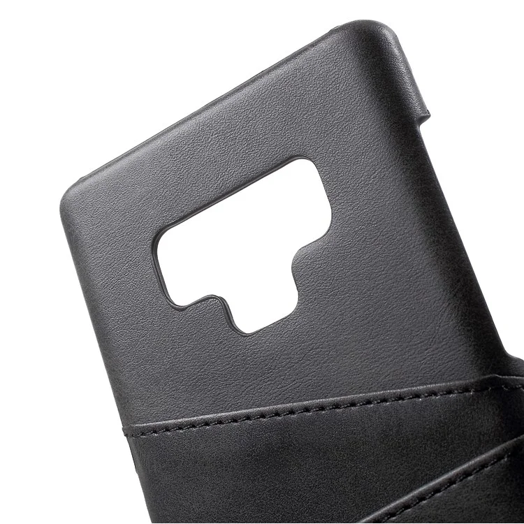Dual Card Slots PU Leather Coated PC Mobile Cover for Samsung Galaxy Note 9 - Black