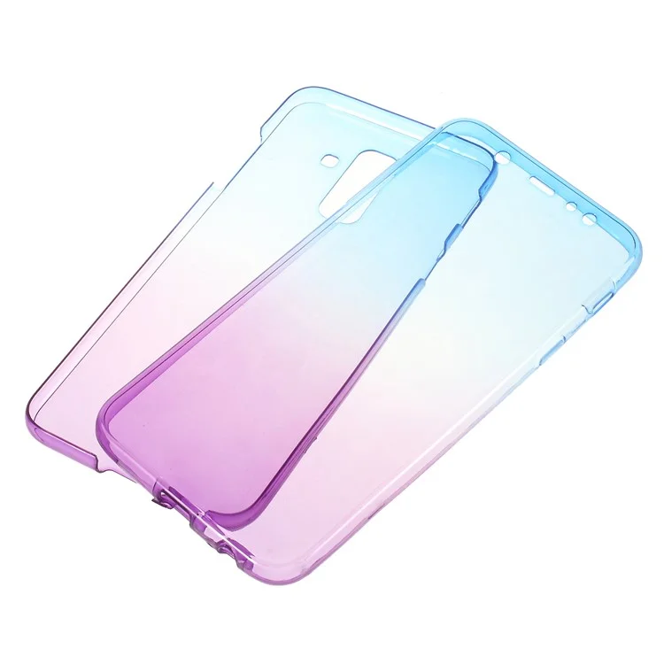 Gradient Color Touchable Front + Back 2-Piece TPU Flexible Case for Samsung Galaxy A6+ (2018) / A9 Star Lite - Blue / Purple