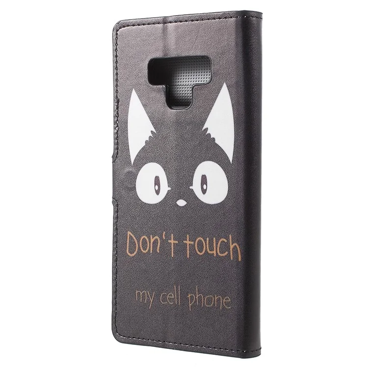 Pattern Printing Wallet Leather Protection Mobile Phone Case for Samsung Galaxy Note 9 - Do Not Touch My Cell Phone