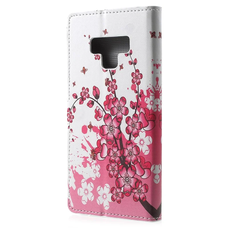 Pattern Printing Wallet Stand Leather Protection Mobile Phone Shell for Samsung Galaxy Note 9 - Plum Blossom