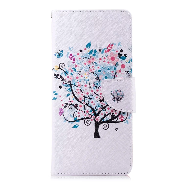 Patrón de impresión de cartera de piel de poliuretano Funda para teléfono y soporte para Samsung Galaxy Note 9 - Árbol florido