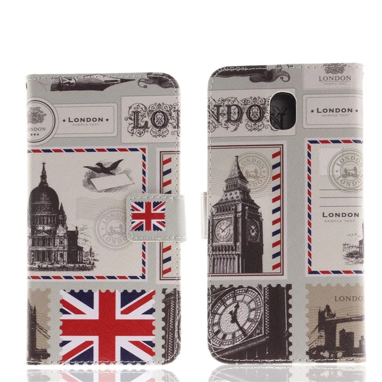 Printing Pattern Leather Wallet Casing for Samsung Galaxy J7 (2018) J737 - London Elements