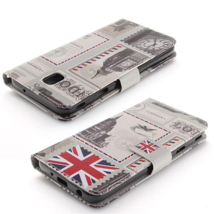 Printing Pattern Leather Wallet Casing for Samsung Galaxy J7 (2018) J737 - London Elements